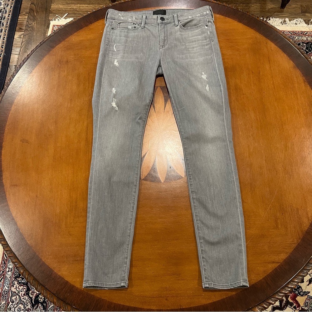 VINCE Dylan Skinny Jean Destructed Dark Gray Wash Size 30 Designer Full Length - Picture 2 of 16
